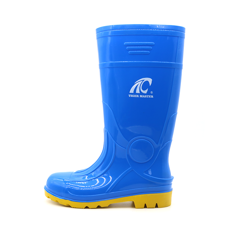 Anti Slip Waterproof Glitter Pvc Safety Rain Boots with Steel Toe