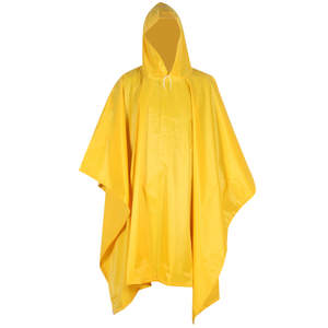 Yelllow Waterproof Hooded Polyester Poncho Rain Cape