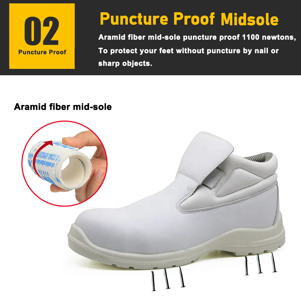 White Fiberglass Toe Chef Kitchen Safety Shoes