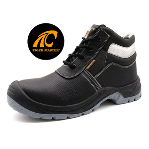 Black Steel Toe Steel Mid Plate Mining Safety Shoes Men
