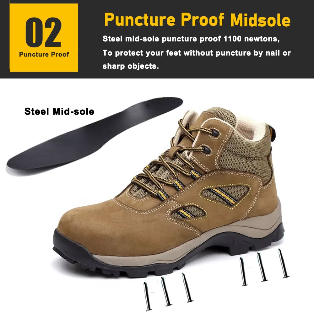 Steel Toe Anti Puncture Hiking Safety Shoes Men