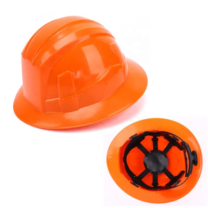 Orange HDPE Shell Full Brim Safety Helmet for Construction