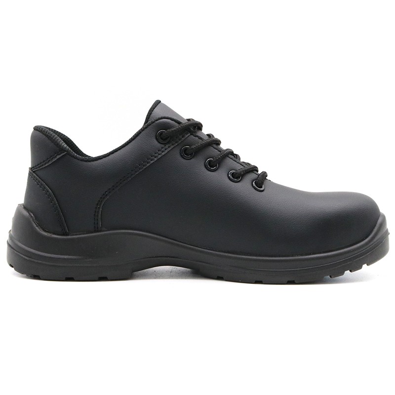 Black Anti-slip Microfiber Leather Kitchen Safety Shoes for Chef