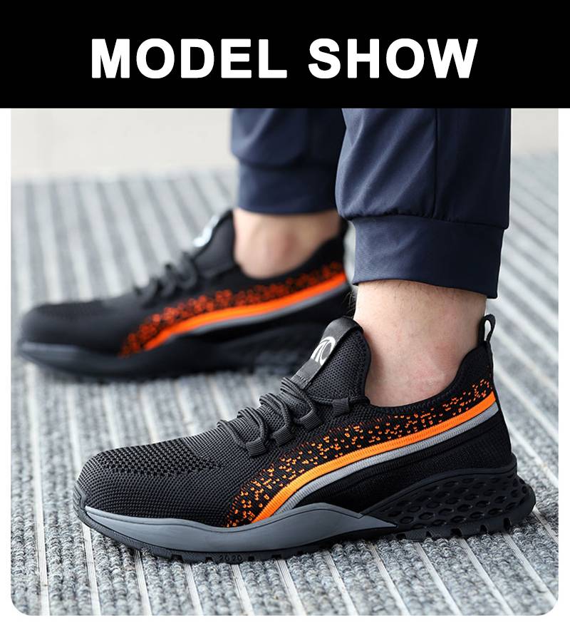 Non Slip Rubber Sole Steel Toe Sneaker Safety Shoes for Men