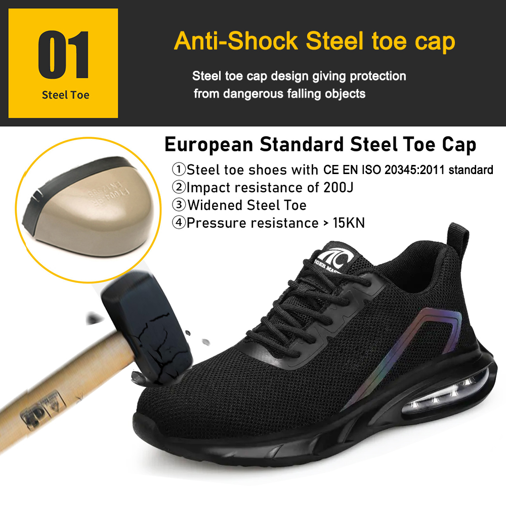 Anti Slip PU Sole Steel Toe Breathable Safety Shoes for Men Light Weight