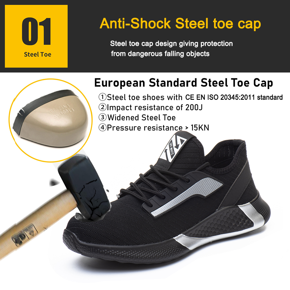 Soft EVA Sole Light Weight Casual Sports Safety Shoes for Men Steel Toe