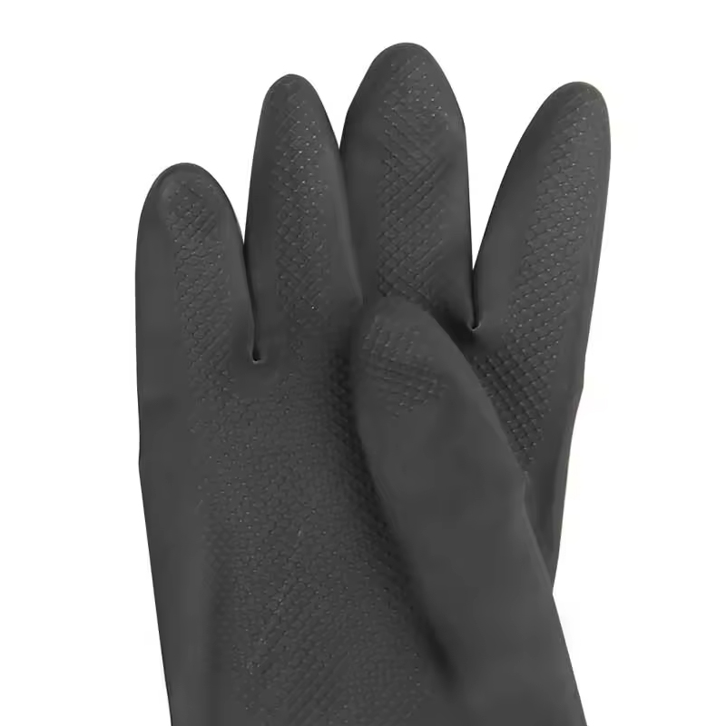 Black Orange Waterproof Oil Resistance Industrial Latex Gloves