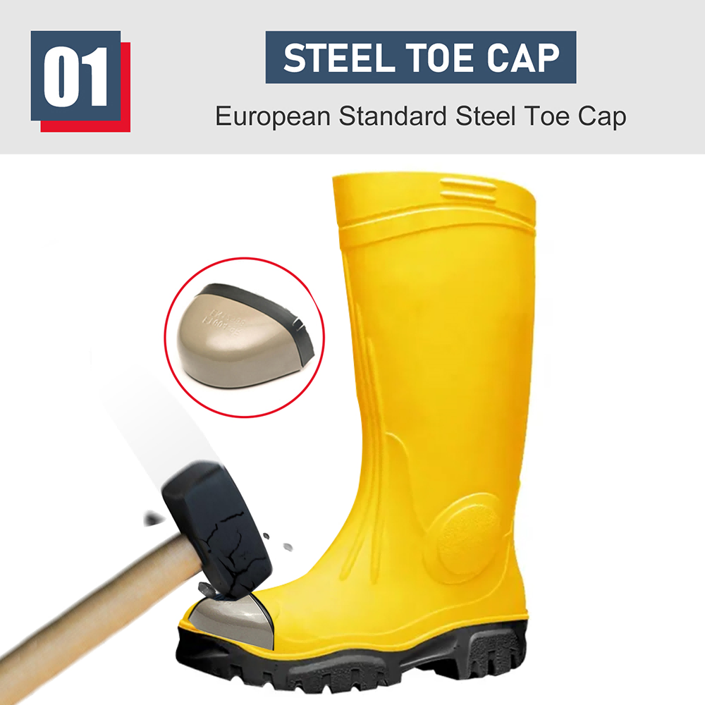 Yellow Steel Toe PVC Gumboots Rain Boots Safety