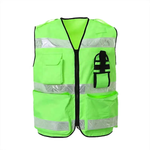 CE Class 2 Multiple Pockets Traffic Police Hi-vis Reflective Safety Vest 