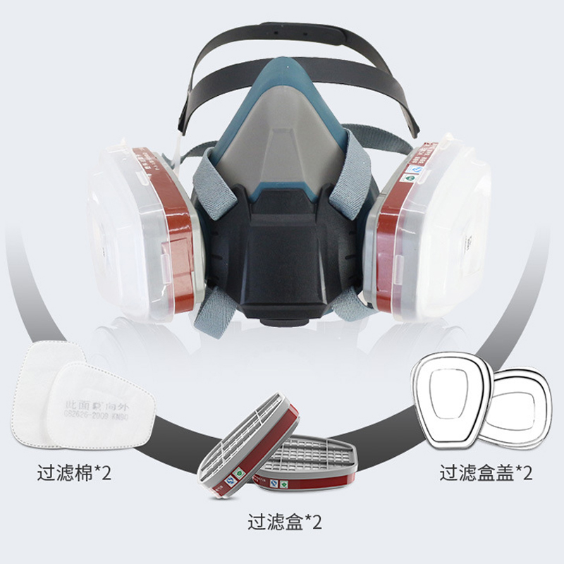 Silicone Half Face Respirator Gas Mask with Double Filter Cartridge