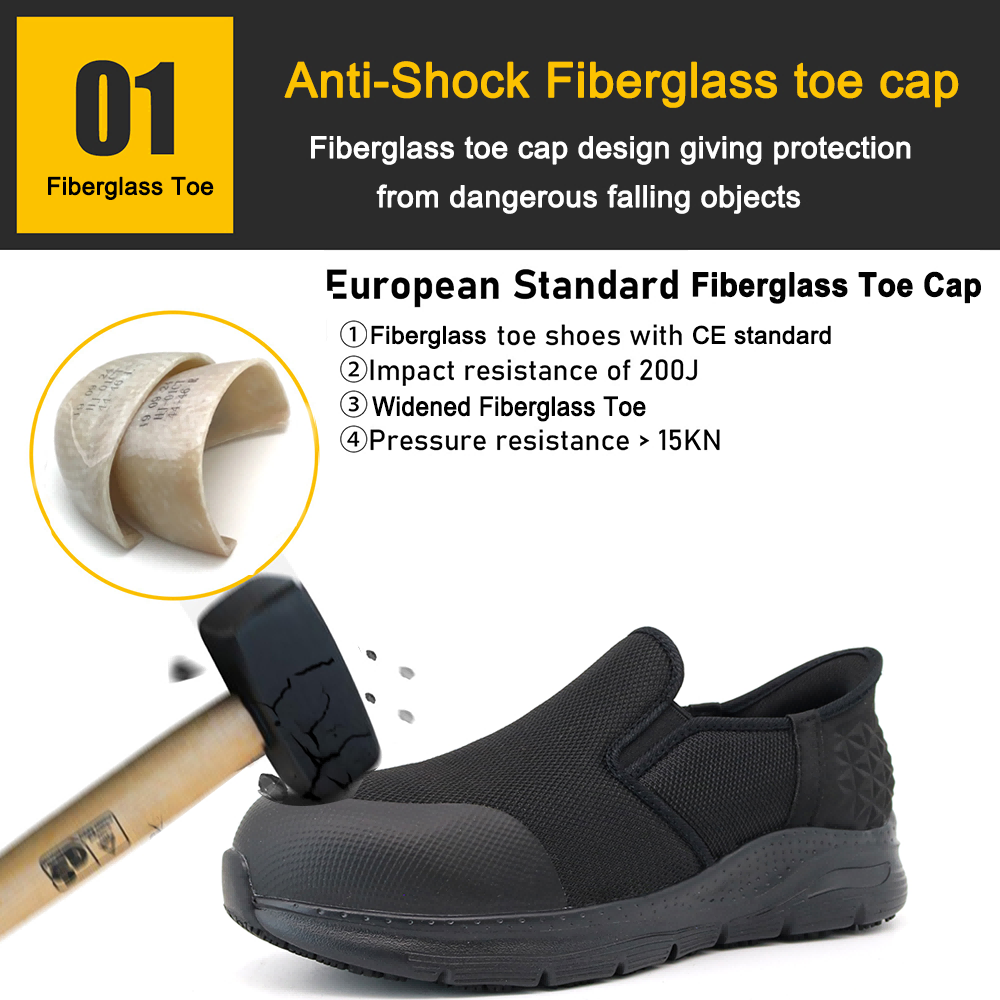 New Anti-slip Fiberglass Toe Safety Shoes without Laces