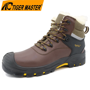 Winter Fiberglass Toe Anti Puncture Leather Safety Shoes 