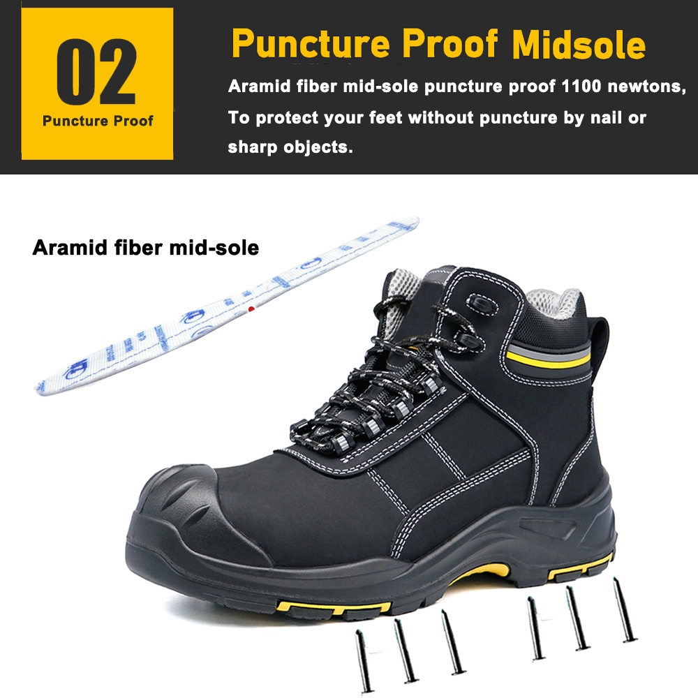 Nubuck Leather Fiberglass Toe Safety Shoes for Oil Industrial