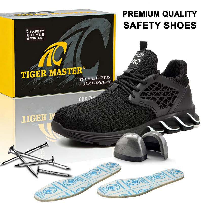 Black Comfortable Sport Safety Shoes with Steel Toe