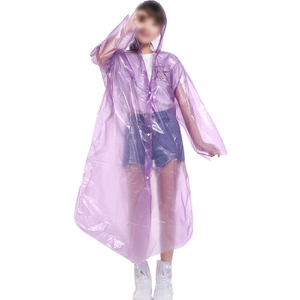 Waterproof Long Purple Disposable PE Raincoat for Women