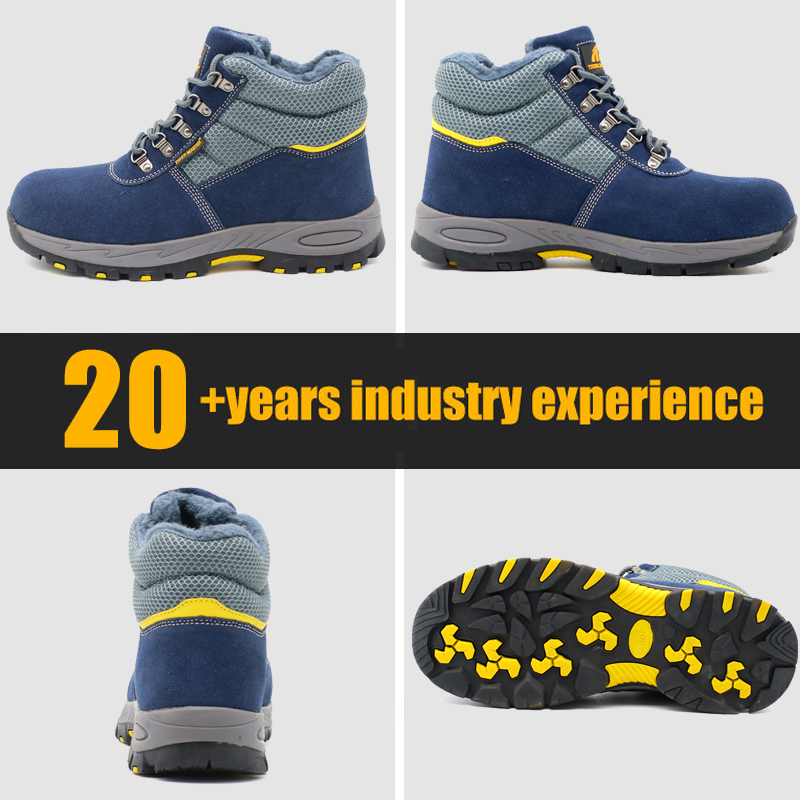 Fiberglass Toe Blue Suede Winter Safety Shoes for Men