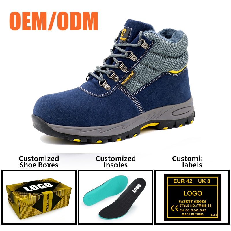 Fiberglass Toe Blue Suede Winter Safety Shoes for Men