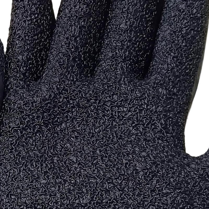 21G Poly-cotton Liner Black Latex Coated Work Gloves for Construction