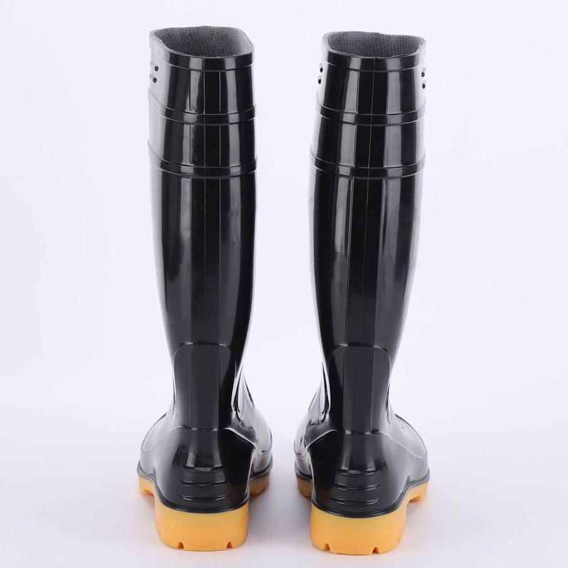 Anti-slip Black Shiny PVC Rain Boots Waterproof