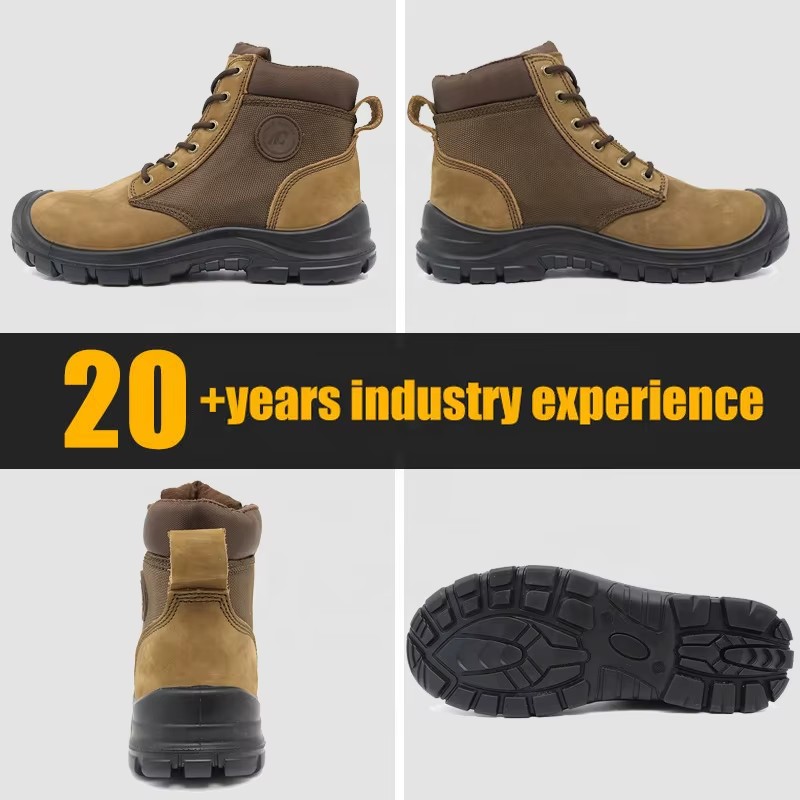 Nubuck Leather Steel Toe Industrial Safety Shoes for Men