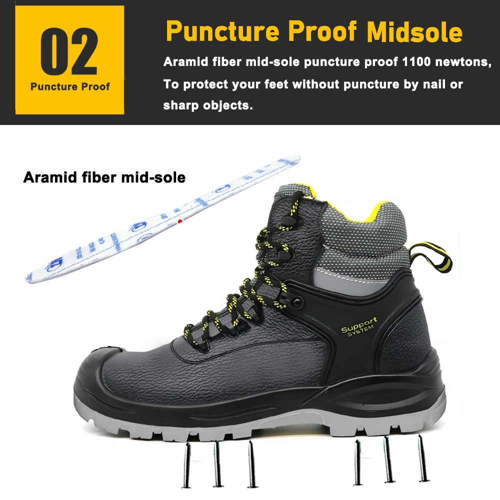 Anti-slip PU Sole Non-metallic Safety Shoes with Fiberglass Toe