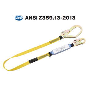 ANSI Z359.13 Polyester Webbing Double Hooks Energy Shock Absorber Safety Lanyard