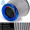 Elemento de filtro de aire de malla de acero inoxidable azul con cabeza de seta de alto flujo de entrada modificada personalizada de 76mm y 3 pulgadas