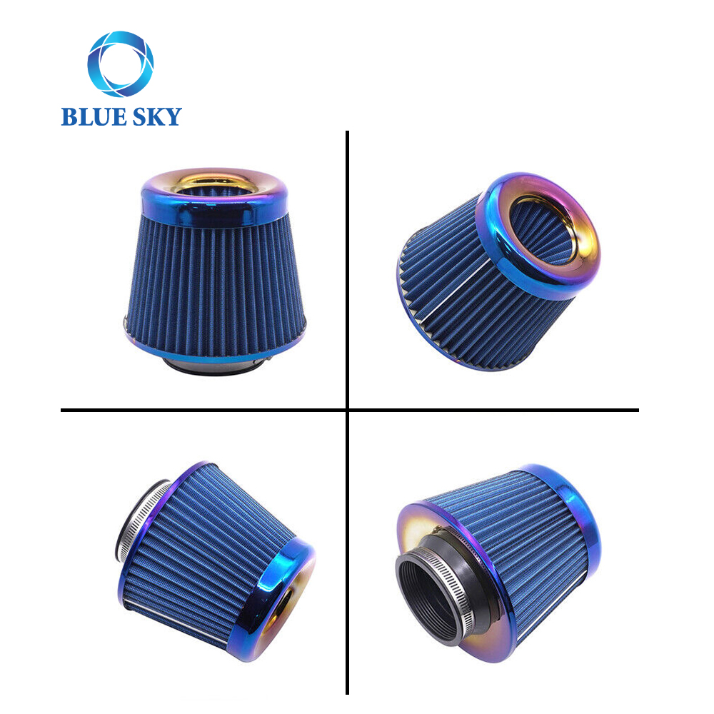 Bluesky 通用汽车发动机改装空气滤清器 3' 英寸 76 毫米高流量冷空气短柱塞汽车进气滤清器