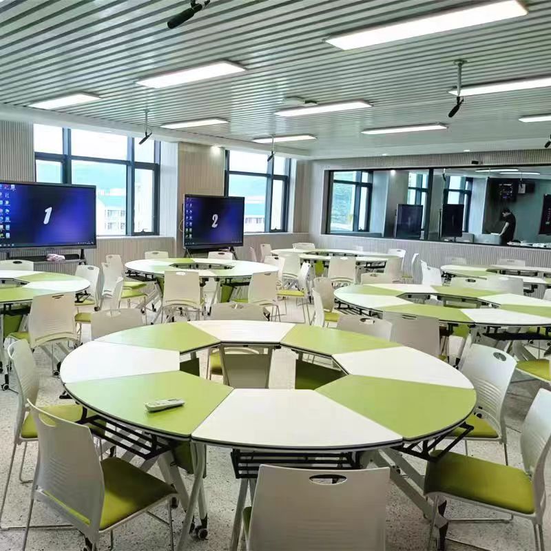 Wholesale Movable Training Room Wood Desk University School Double Student Study Table and Chair Set