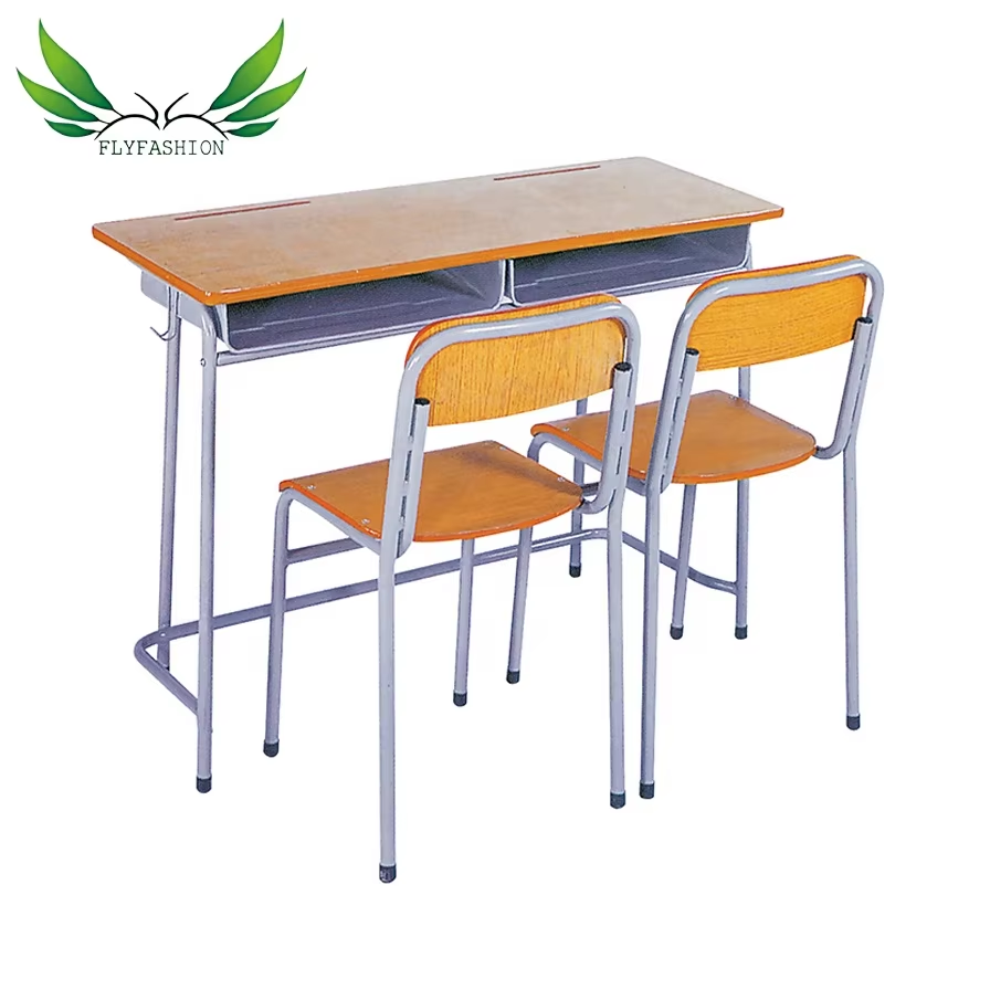 Wholesale Cheap Wooden High Quality School Furniture Triple Seats Student Desk and Chair
