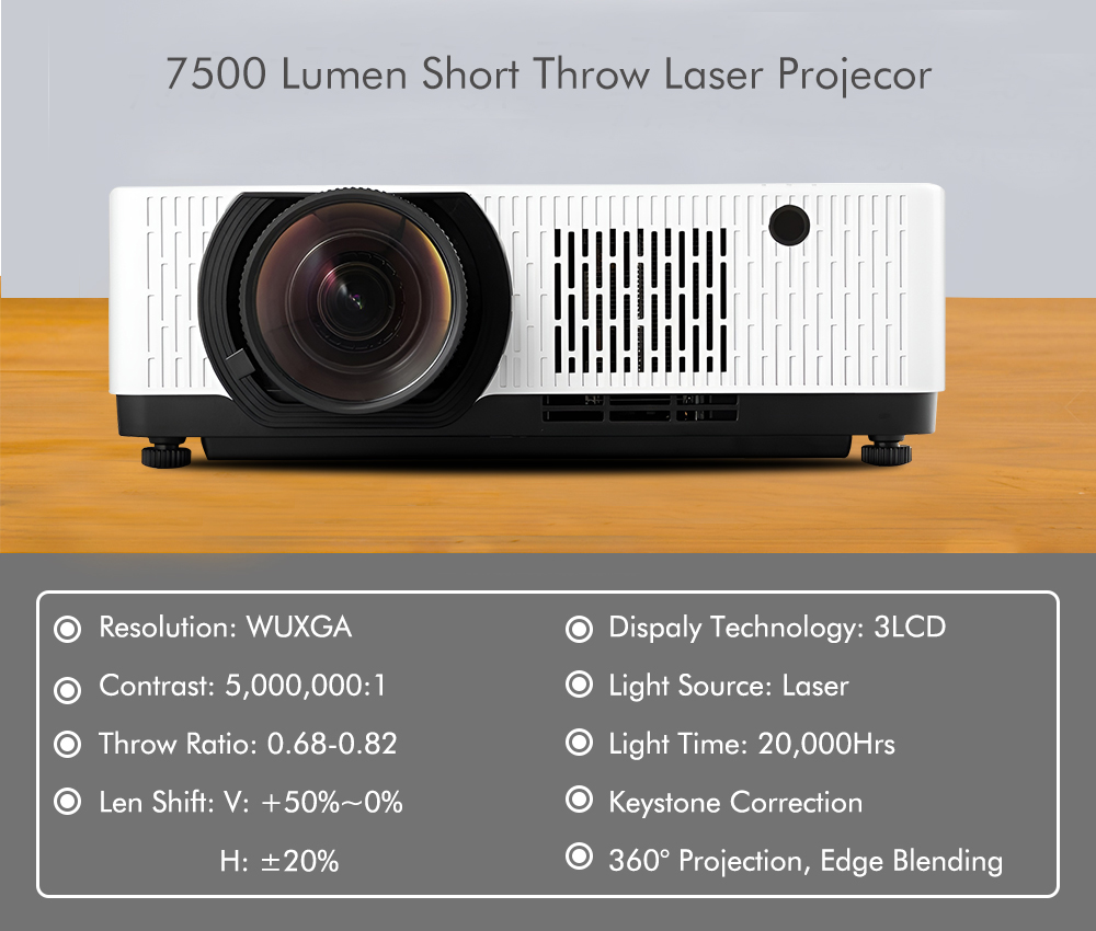 7500 Lumen short Throw Laser Projector