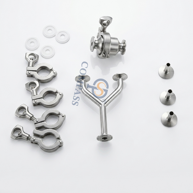 Колено SS316L DN10 TC34MM Тройник модели Y с обратным клапаном с наконечником и переходником для шланга