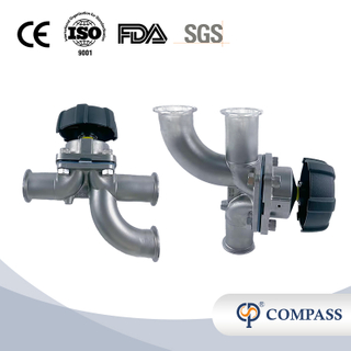 Горячая продажа 2-дюймовый TC 64 мм из санитарной нержавеющей стали SS316L, ручной трехходовой угловой мембранный клапан с разделенной мембраной из PTFE и EPDM