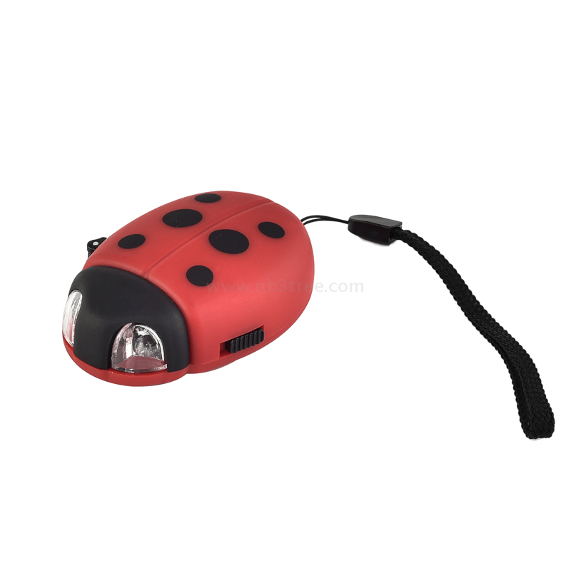 Animal Shaped 2LED Dymano Flashlight Ladybugs Shaped