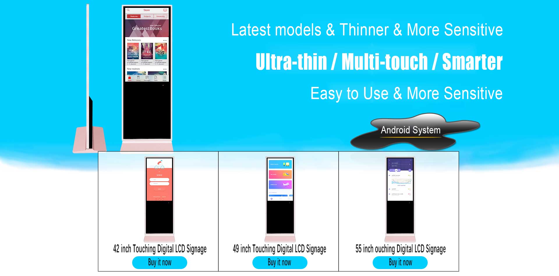Ultradünne Multi-Touching-Android-Digital-LCD-Beschilderung