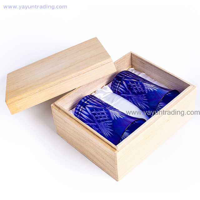 Hand Cutting Cobalt Blue Whiskey Shot Glass with Gift Box for Wedding And Collection 