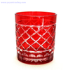 elegant red series hand cut glass candle container for wedding 
