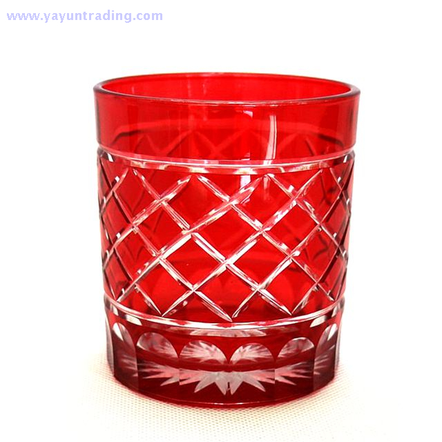 elegant red series hand cut glass candle container for wedding 