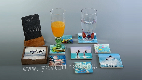 slate sign board and coaster