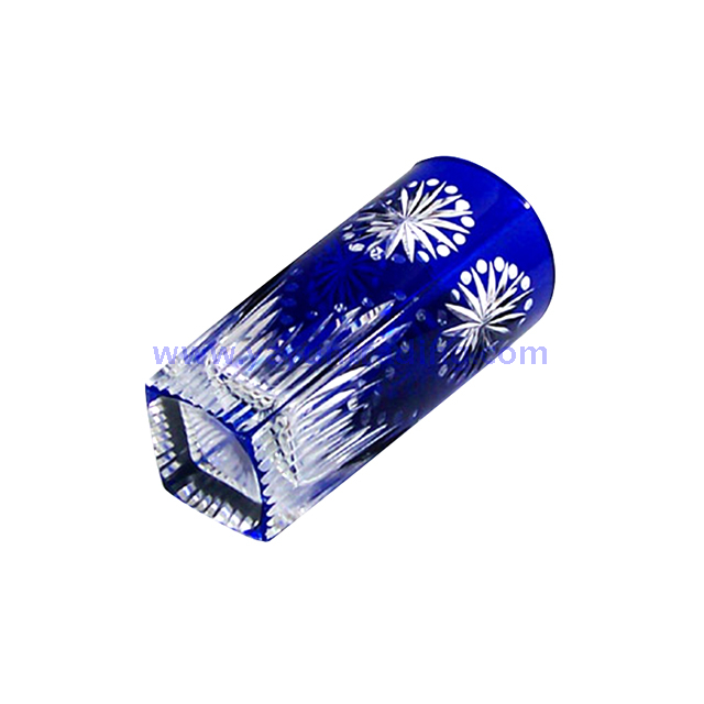 Best Selling High Quality Hand Cut Blue And Pink Glass Tumbler 