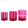  vertical stripes design glass candle container pink glass candle jar with slate coaster