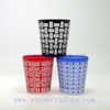 sandblasted colored machine blown glass candle holder and jar