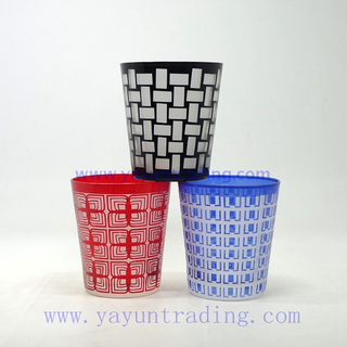sandblasted colored machine blown glass candle holder and jar