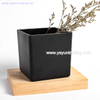 High Quality Square Shape Thick Matte Black Glass Candle Holder