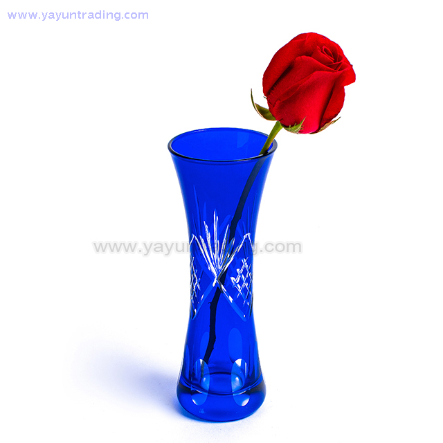 Mosaic Modern Home Decoration Elegant Cobalt Blue Flower Glass Vase 