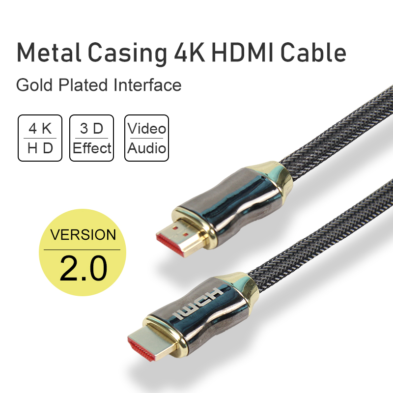 Carcasa metálica de cable 4K 3D HDMI con interfaz enchapada en oro