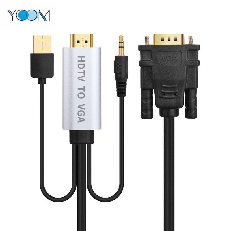 Cable HDMI a VGA con cable USB y cable de audio
