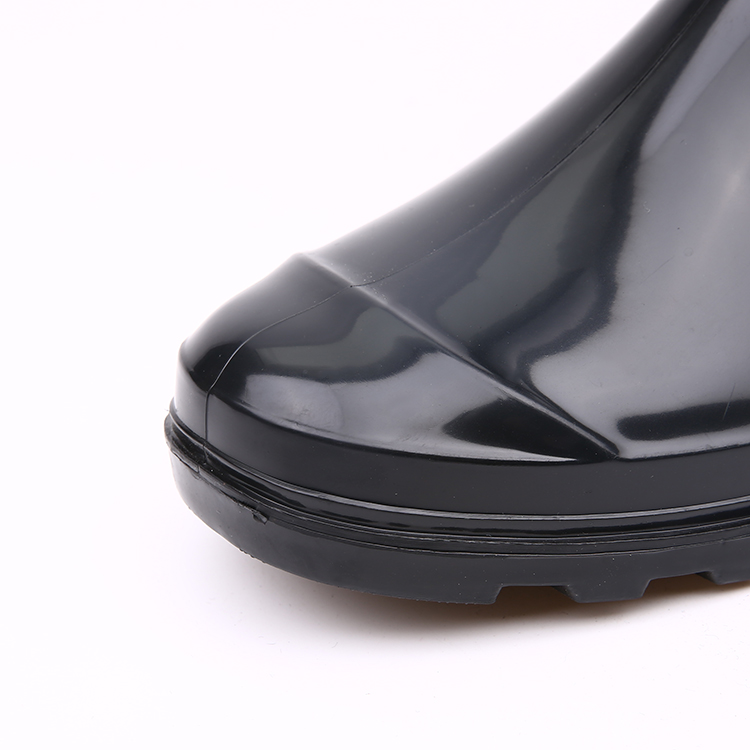 black shiny pvc rain boots for women