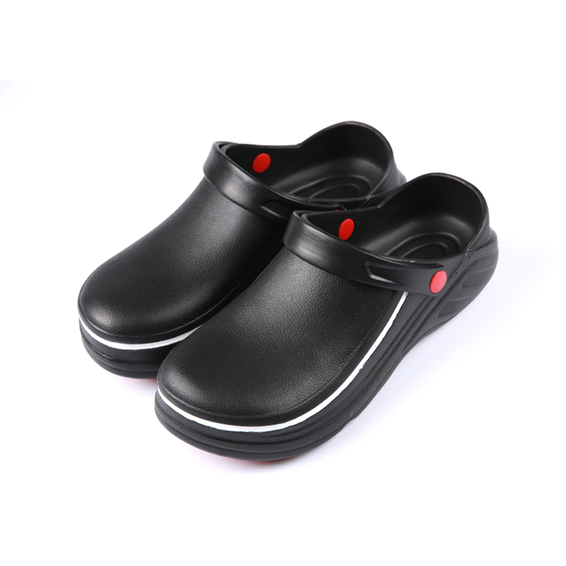 Black Soft EVA Non Safety Fashion Kitchen Chef Shoes for Men Work