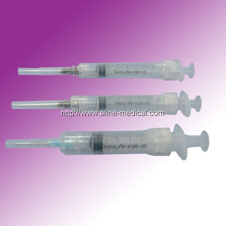 Three parts self-destroy luer lock syringe